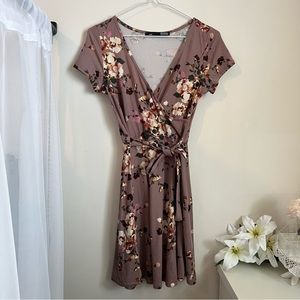 Rebel Sugar Pink Floral Dress With Tie